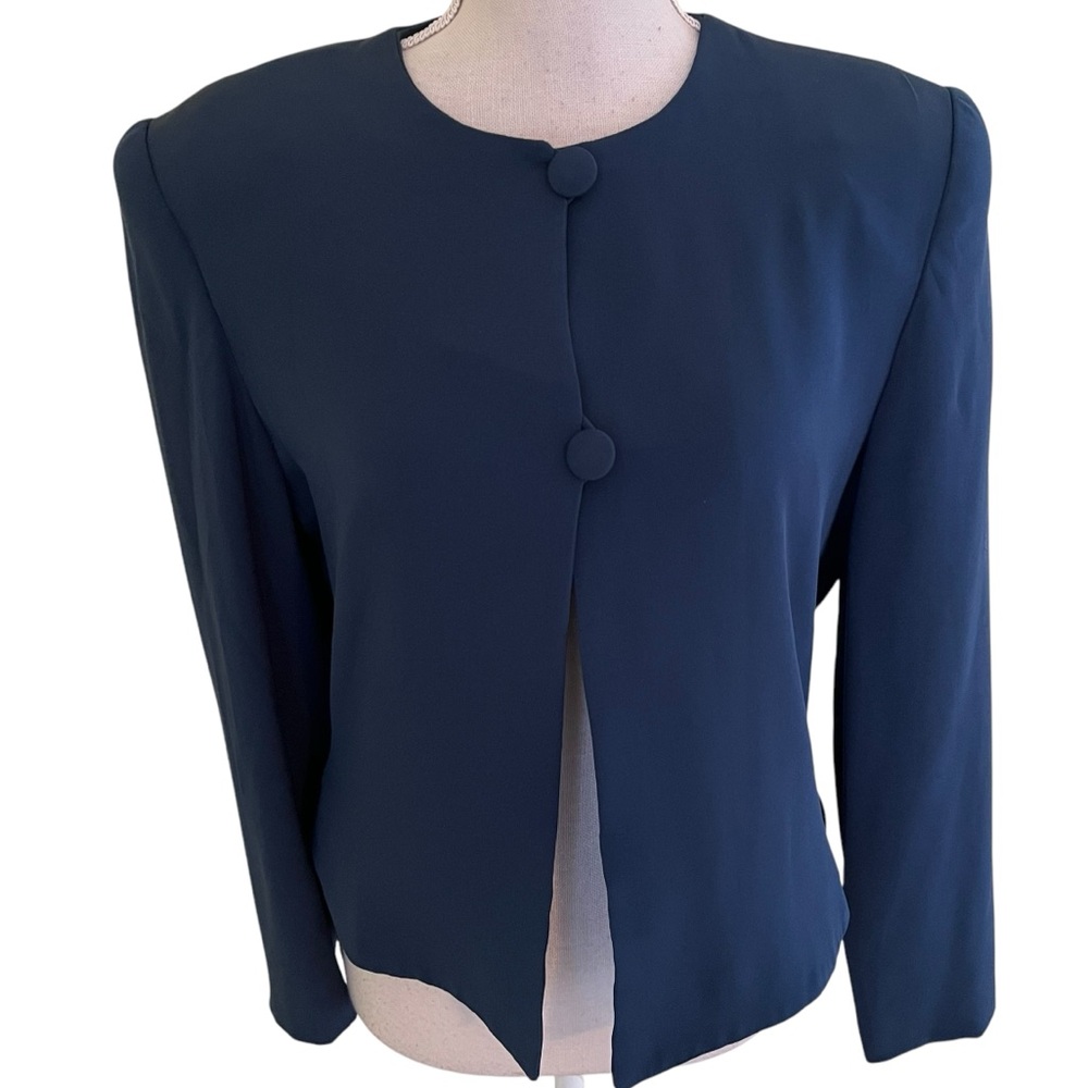 Carolina Herrera Deep Blue Silk Vintage Cocktail Jacket 8